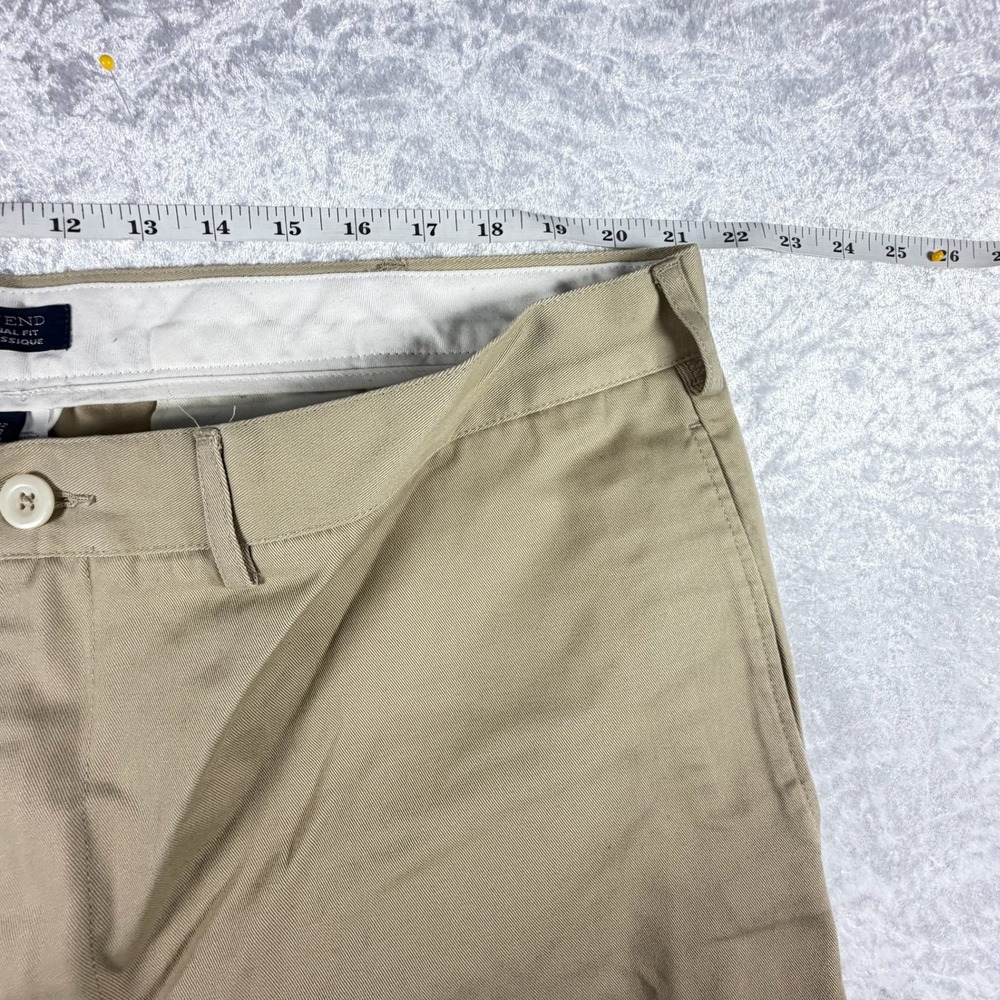 Lands' End Chino Shorts Mens 42 Tan Good Traditional Fit Cotton Twill Flat Front - Picture 3 of 5